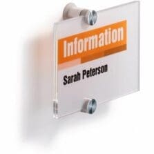 Wall Sign, Interior, Acrylic, 5-7/8"x7/8"x4-1/8", Clear