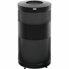 Trash Receptacle, Steel, 25 Gallon, 18"x35-1/2", Black