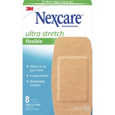 Fabric Bandages, Knee/Elbow, Latex-free, 2"x4" Strips, 8/BX