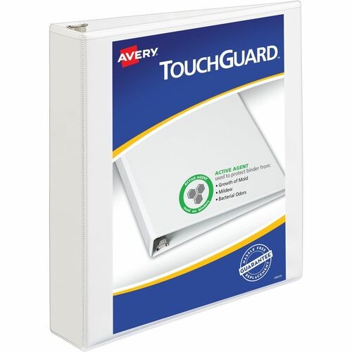 Touchguard Protection Heavy-Duty View Binders With Slant Rings, 3 Rings, 1.5" Capacity, 11 X 8.5, White