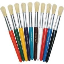 Paint Brushes, Natural Bristles, Round, 7-1/2" Hdle, 10/ST, AST