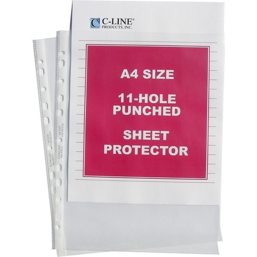 A4 Standard Weight Sheet Protectors, Medium-Duty, Side: 11-Hole Punched, Top Load 8.25 x 11.75 Insert, Clear Front, 50/Box