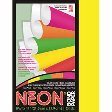 Bond Paper, 24 lb., 8-1/2"x11", 100Sht/PK, Neon Yellow