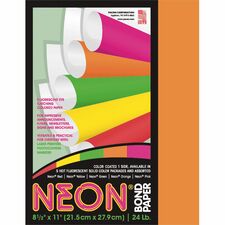 Bond Paper, 24 lb., 8-1/2"x11", 100Sht/PK, Neon Orange