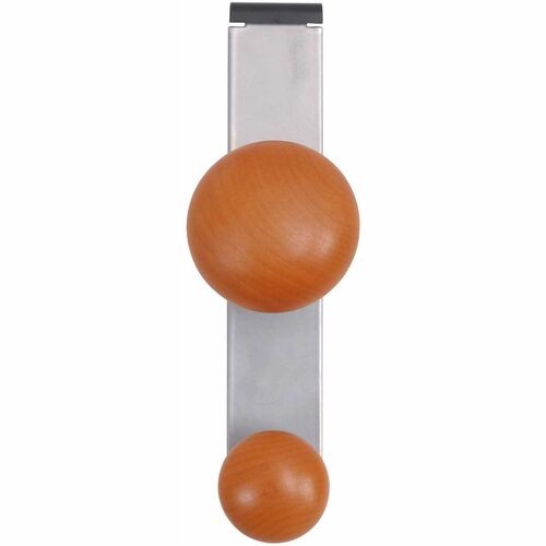 Cubicle Garment Peg, 2-Hook, 1.2 x 1.38 x 7.9, Wood, Metallic Gray, 1.5 lb Capacity