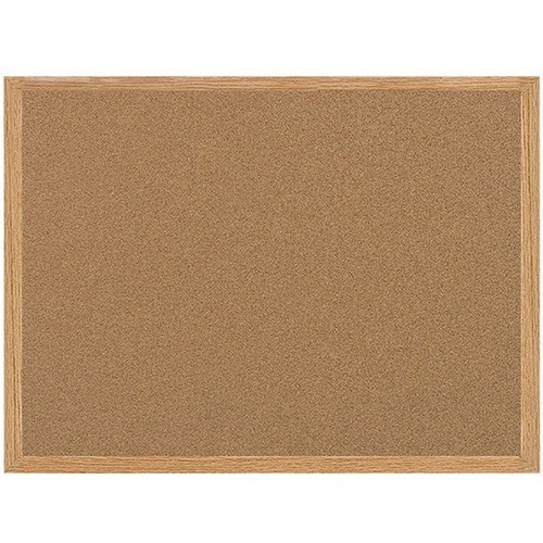 Earth Cork Board, 48" x 36", Tan Surface, Oak Finished Wood Frame