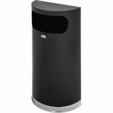 Waste Container, 1/2-Round, 9 Gal, 17.6"x8.8"x32.5", BK/CE