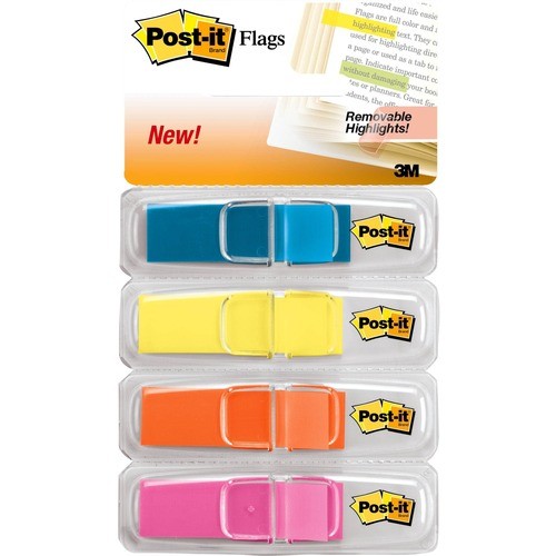 Highlighting Page Flags, 4 Bright Colors, 0.5 x 1.75, 35/Color, 4 Dispensers/Pack