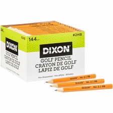 Golf Pencil, No. 2, Pre-sharpened, 3-1/2"L, 144/BX, Yellow