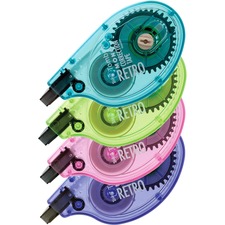 Correction Tape, 1/6"x394", 4/PK, White/Assorted Dispenser
