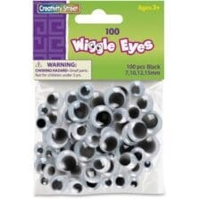 Wiggle Eyes, Assorted Sizes, 100/PK, Black