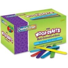 Craft Sticks, Wood, 4-1/2"x3/8", 1000/BX, Assorted
