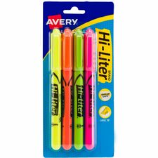 Highlighters, Pen Style, Chisel Point, 4/PK, FL AST