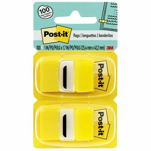 Marking Page Flags in Dispensers, Yellow, 50 Flags/Dispenser, 12 Dispensers/Box