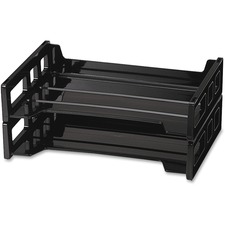 Stackable Desk Trays, Side Load, 13-3/16"x9"x2-3/4", 2/PK, Black