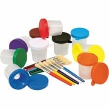 Paint Cups, Round No-Spill, Stubby Brush, 20/ST, Assorted
