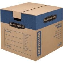 Moving Boxes, Medium, 18"x18"x16", 8/CT, Kraft/Blue