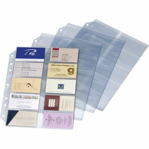 Poly Business Card Refill Pages, Clear, 20 Cards/Sheet, 10 Sheets/Pack