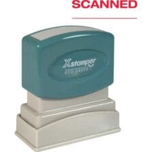 "Scanned"Ink Stamp, w/Blank Date Line, 1/2"x1-5/8", Red