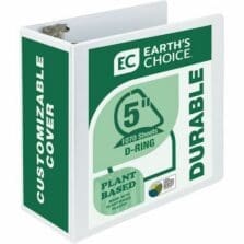 D-Ring View Binders, 5" Capacity, 11"x8-1/2", White