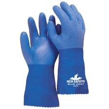 Seamless Gloves, w/ Sandy Finish, Large, Blue