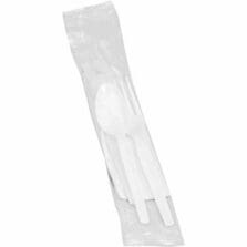 Utensil Kit, Poly Knife/Fork/Spoon, Napkin, 250 PK/CT, White