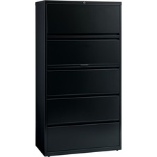 Lateral File, 5-Drawer, 36"x18-5/8"x67-5/8", Black