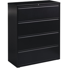 Lateral File, 4-Drawer, 42"x18-5/8"x52-1/2", Black