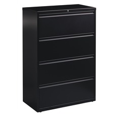 Lateral File, 4-Drawer, 36"x18-5/8"x52-1/2", Black