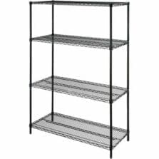 Shelving, Wire, 4 Shelves/4 Posts, 36"x24"x72", BK