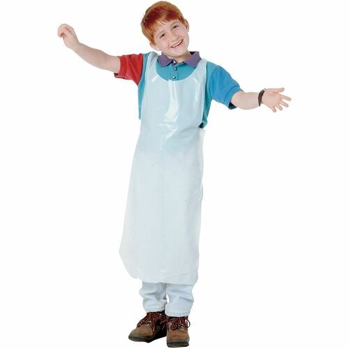 Disposable Apron, Polypropylene, One Size Fits All, White, 100/pack