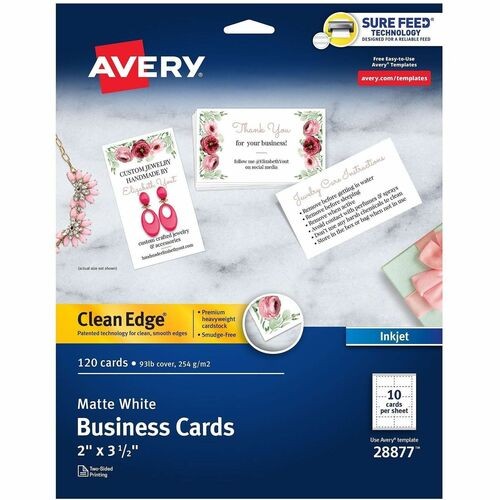 Business Cards, Inkjet, 2-SIded, 3-1/2"x2", 120/PK, 5PK/CT, WE