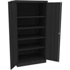 Storage Cabinet, 4 Shelves, 2-Door, 72"x36"x24", Black