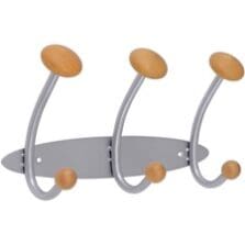 Coat Rack, Wall, 3 Pegs/3 Hooks, 10.6"x5.9"x14.96", SR/BN