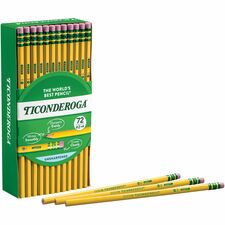 Ticonderoga Pencils, w/ Eraser, No.2 Med.Soft, 72/BX, YW