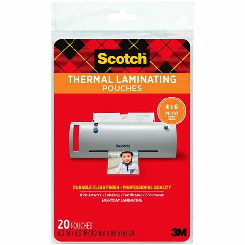 LAMINATING POUCHES, 5 MIL, 4.33" X 6.33", GLOSS CLEAR, 20/PACK