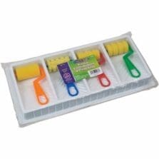 Paint Rollers/Tray, Foam, Patterns, 4 Rollers, Assorted