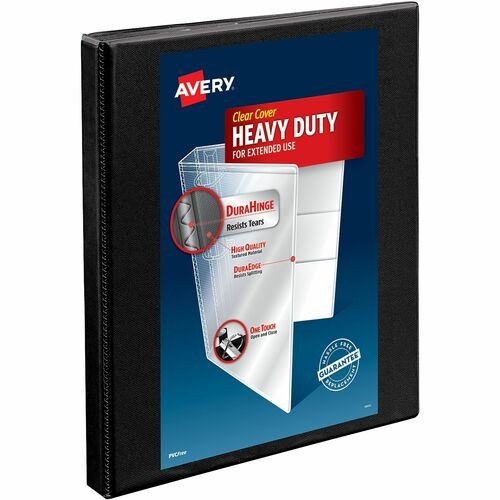 HEAVY-DUTY NON STICK VIEW BINDER WITH DURAHINGE AND SLANT RINGS, 3 RINGS, 0.5" CAPACITY, 11 X 8.5, BLACK, (5233)