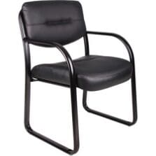 Chair, Guest, w/Arms, Leather, 23"x24-1/2"x34-1/2", BK
