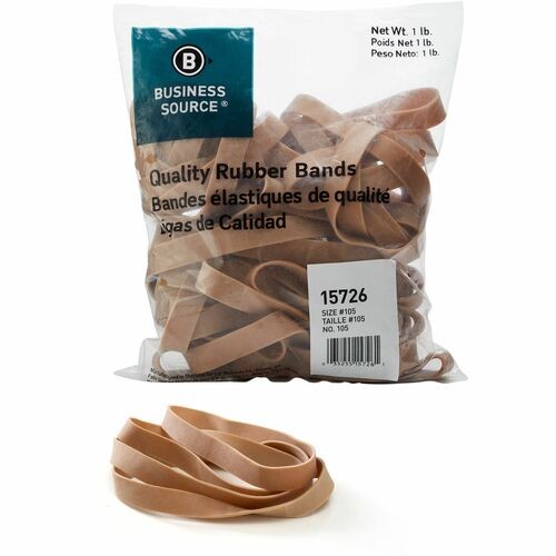 Rubber Bands, Size 105, 1 lb./BG, 5"x5/8", Natural Crepe