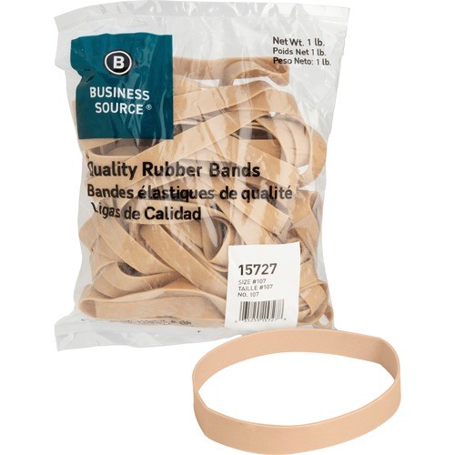 Rubber Bands, Size 107, 1 lb./BG, 7"x5/8", 40/PK, Natural Crepe