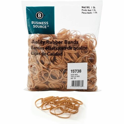 Rubber Bands, Size 30, 1 lb./BG, 2"x1/18", Natural Crepe