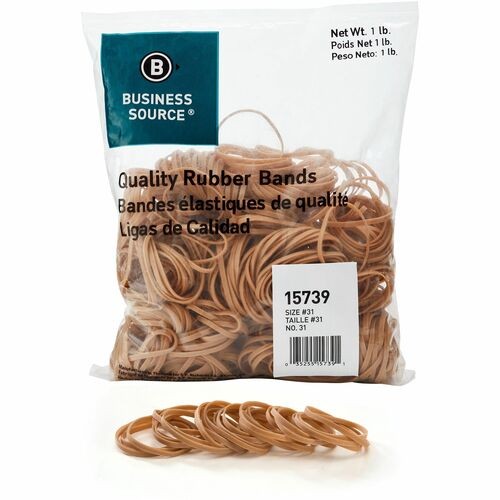 Rubber Bands, Size 31, 1 lb./BG, 2-1/2"x1/8", Natural Crepe