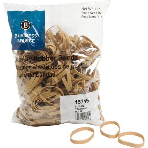 Rubber Bands, Size 62, 1 lb./BG, 2-1/2"x1/4", Natural Crepe