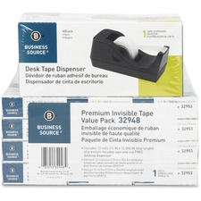 Tape Dispenser Value Pack, 1"Core, 3/4"x1000", 12/PK, BLK