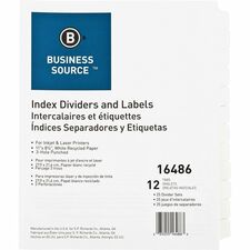 Index Dividers, 3HP, 12-Tab, 25 Sets/BX, 8-1/2"x11", WE