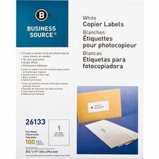 Full Sheet Labels, 8-1/2"x11", 100/PK, White