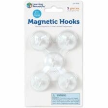 Magnetic Hooks, Small, 1.25" Diameter, White, 5 Pieces