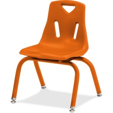 Stacking Chair, Poly Shell, 12" Seat Height, Orange
