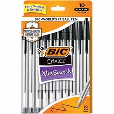 Stic Ballpoint Pen, Medium Point, 10/PK, Black Ink/Clear Barrel